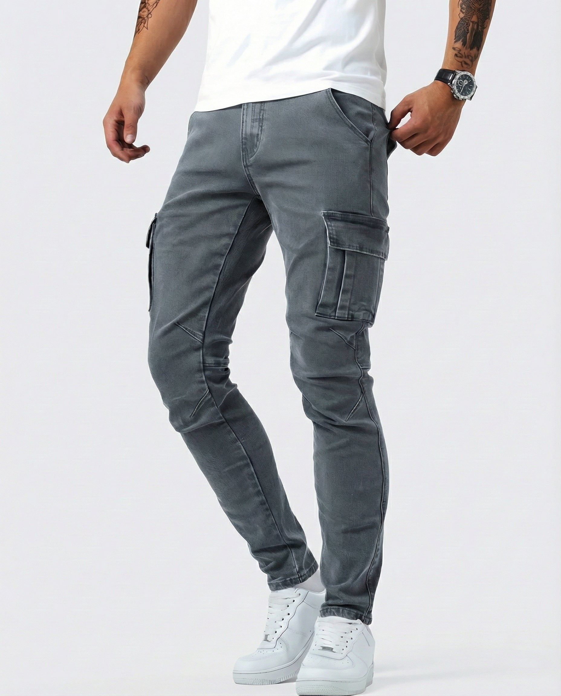 Drake | Pantalón Cargo Denim Elástico
