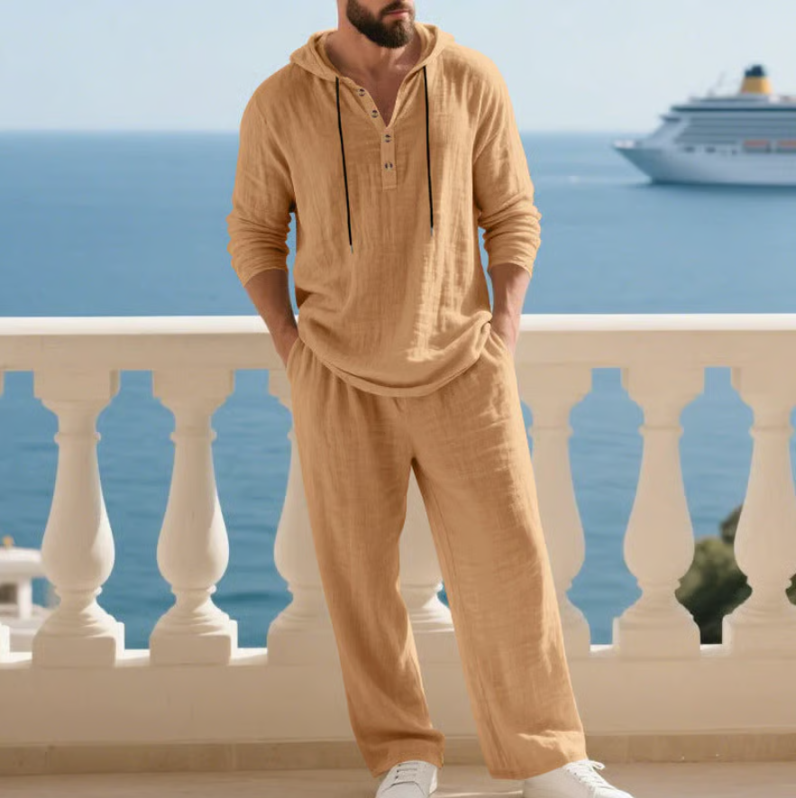 Siroco | Cómodo conjunto de dos piezas de lino para hombre