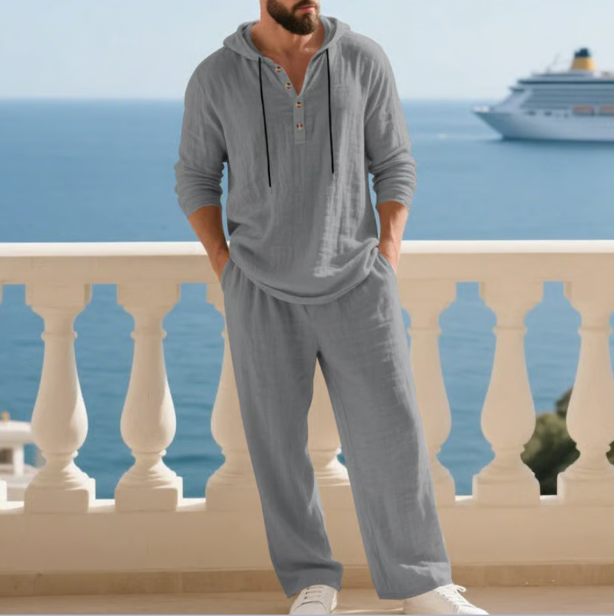 Siroco | Cómodo conjunto de dos piezas de lino para hombre