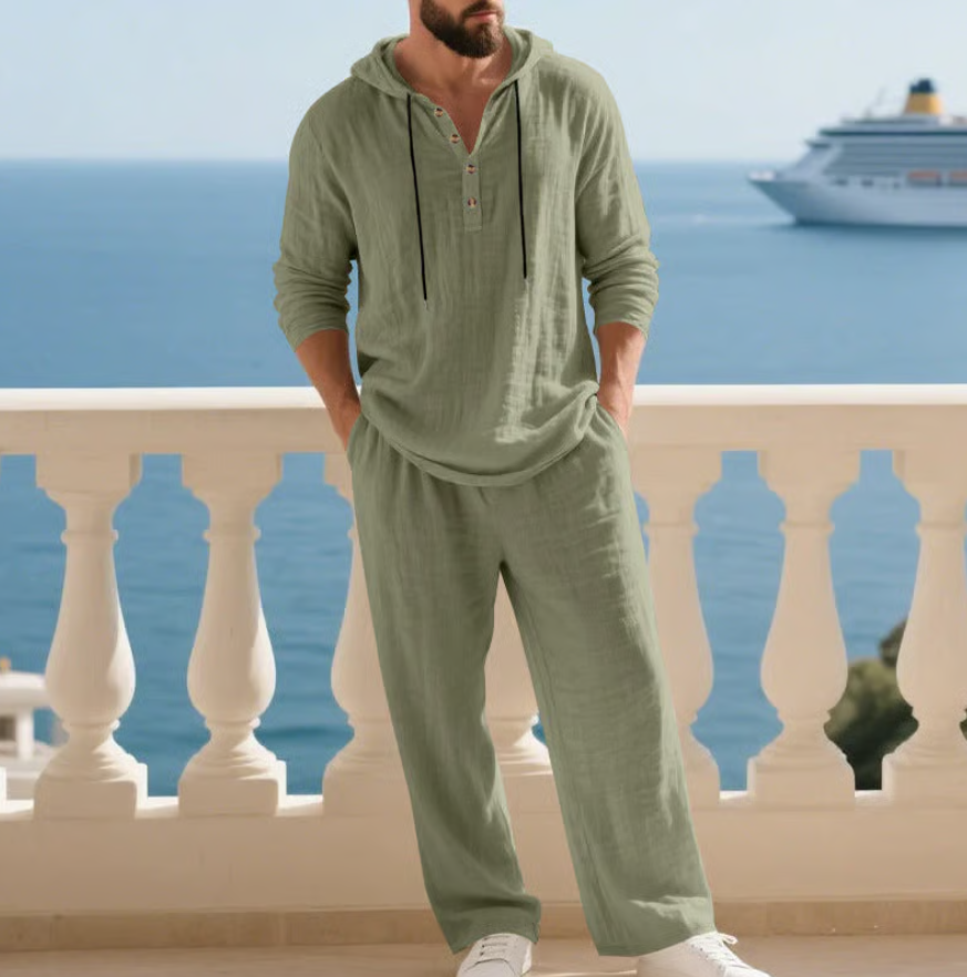 Siroco | Cómodo conjunto de dos piezas de lino para hombre