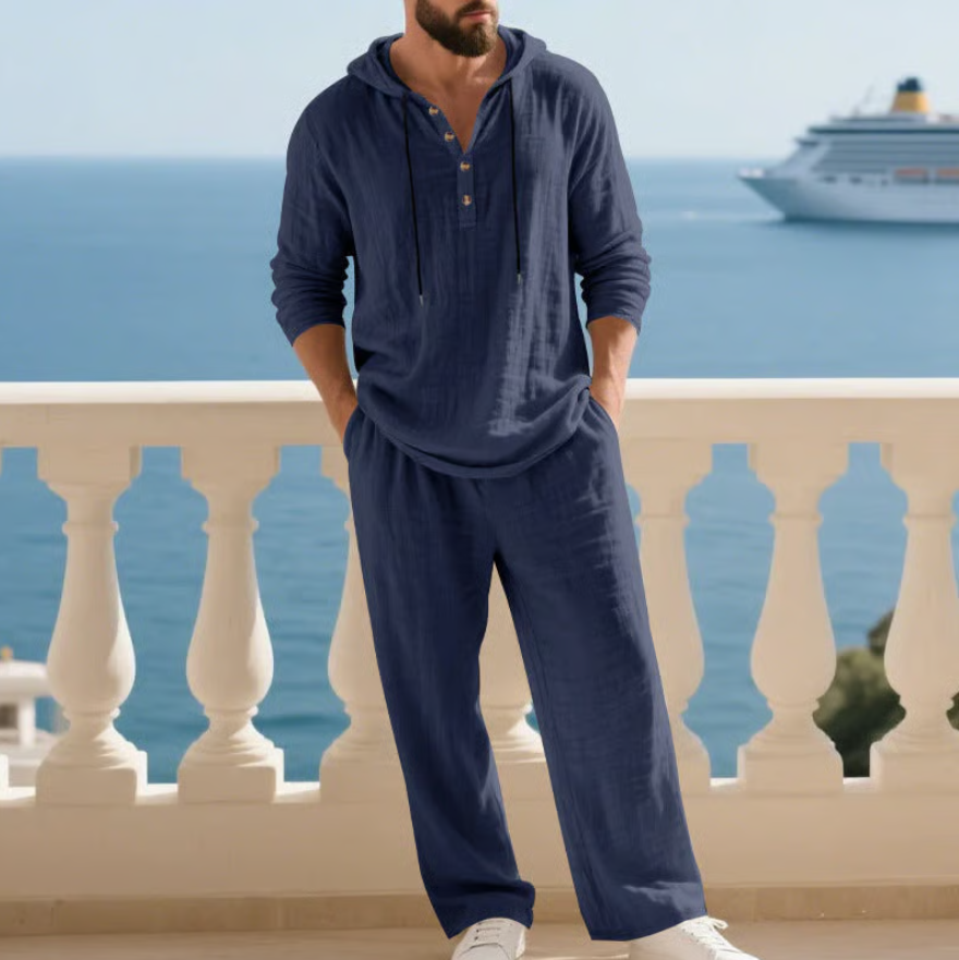 Siroco | Cómodo conjunto de dos piezas de lino para hombre