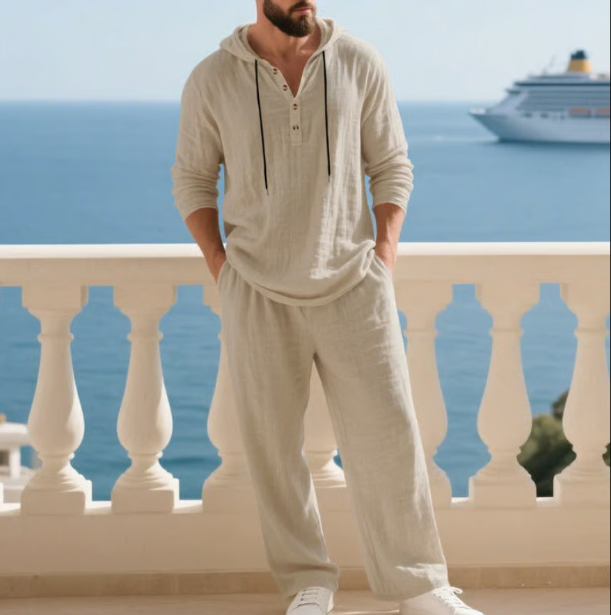 Siroco | Cómodo conjunto de dos piezas de lino para hombre