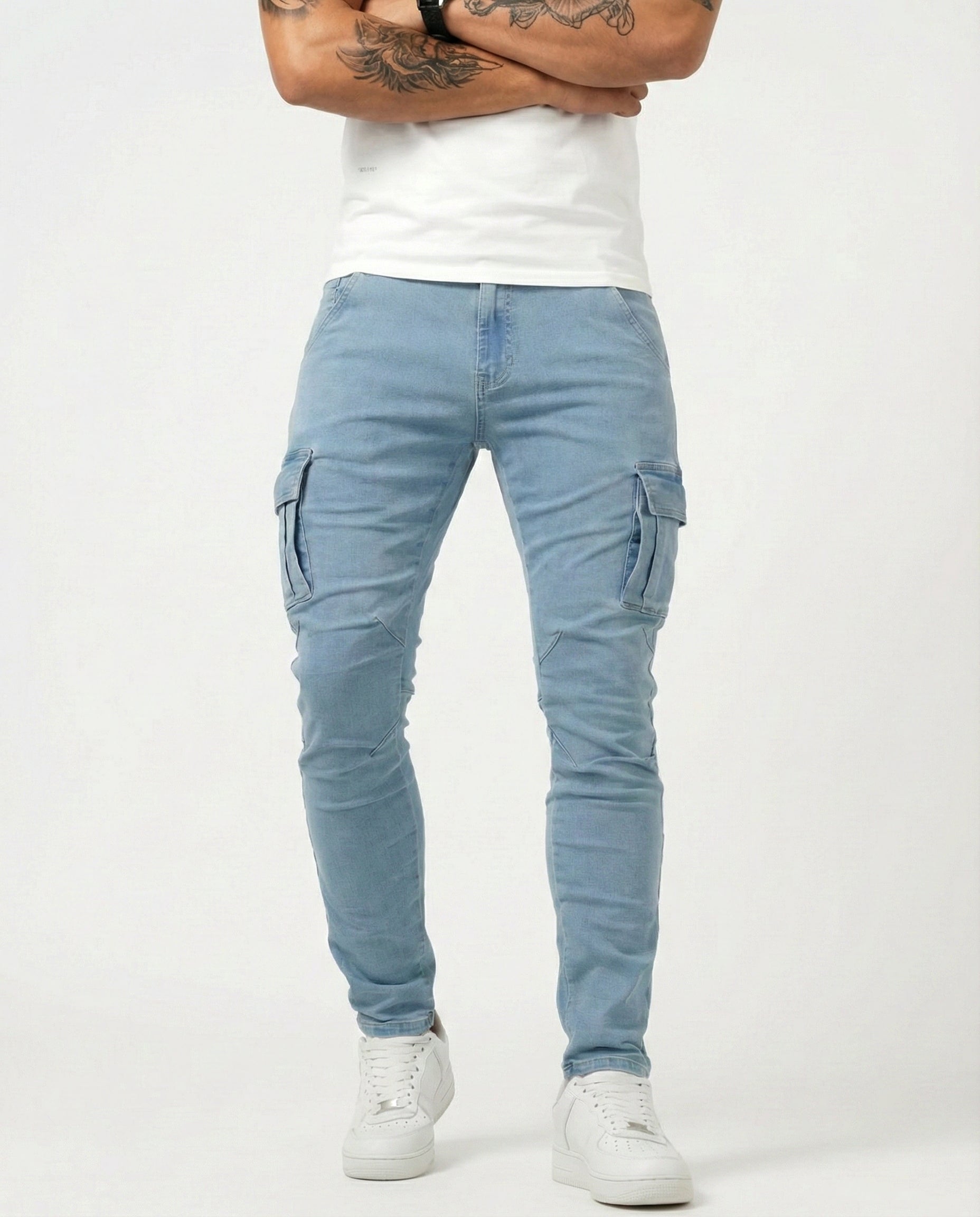Drake | Pantalón Cargo Denim Elástico
