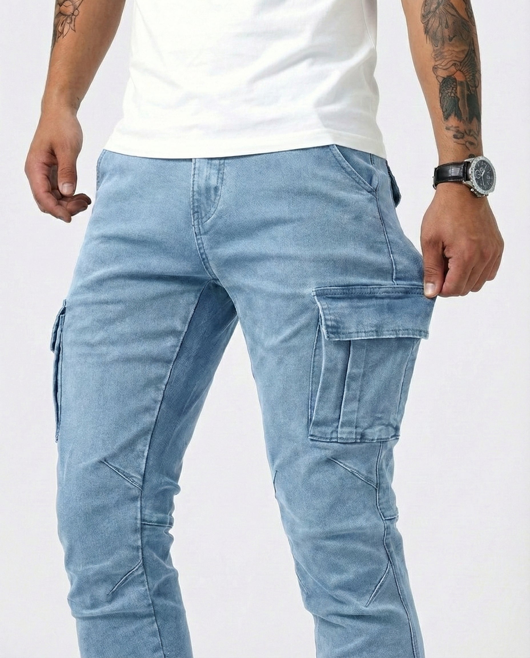 Drake | Pantalón Cargo Denim Elástico
