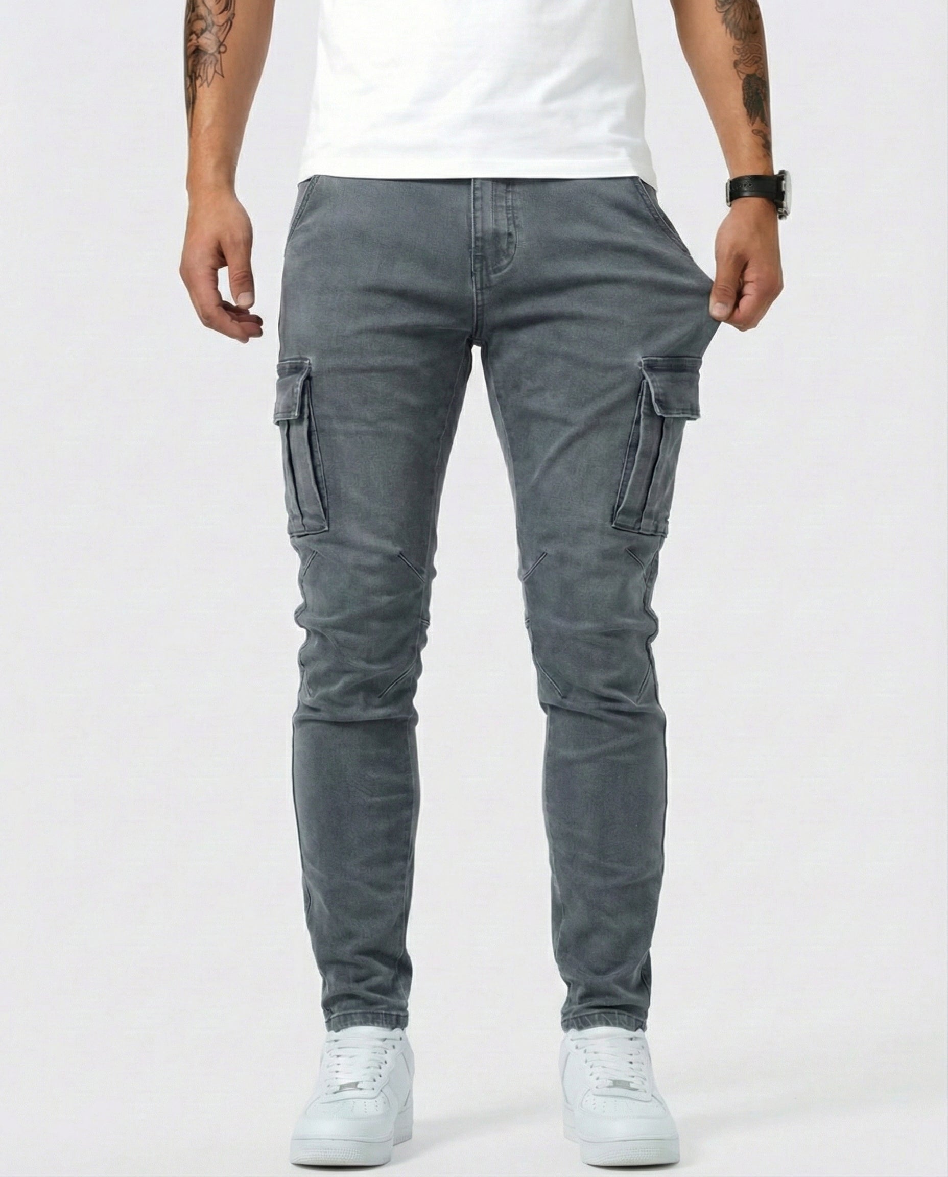 Drake | Pantalón Cargo Denim Elástico