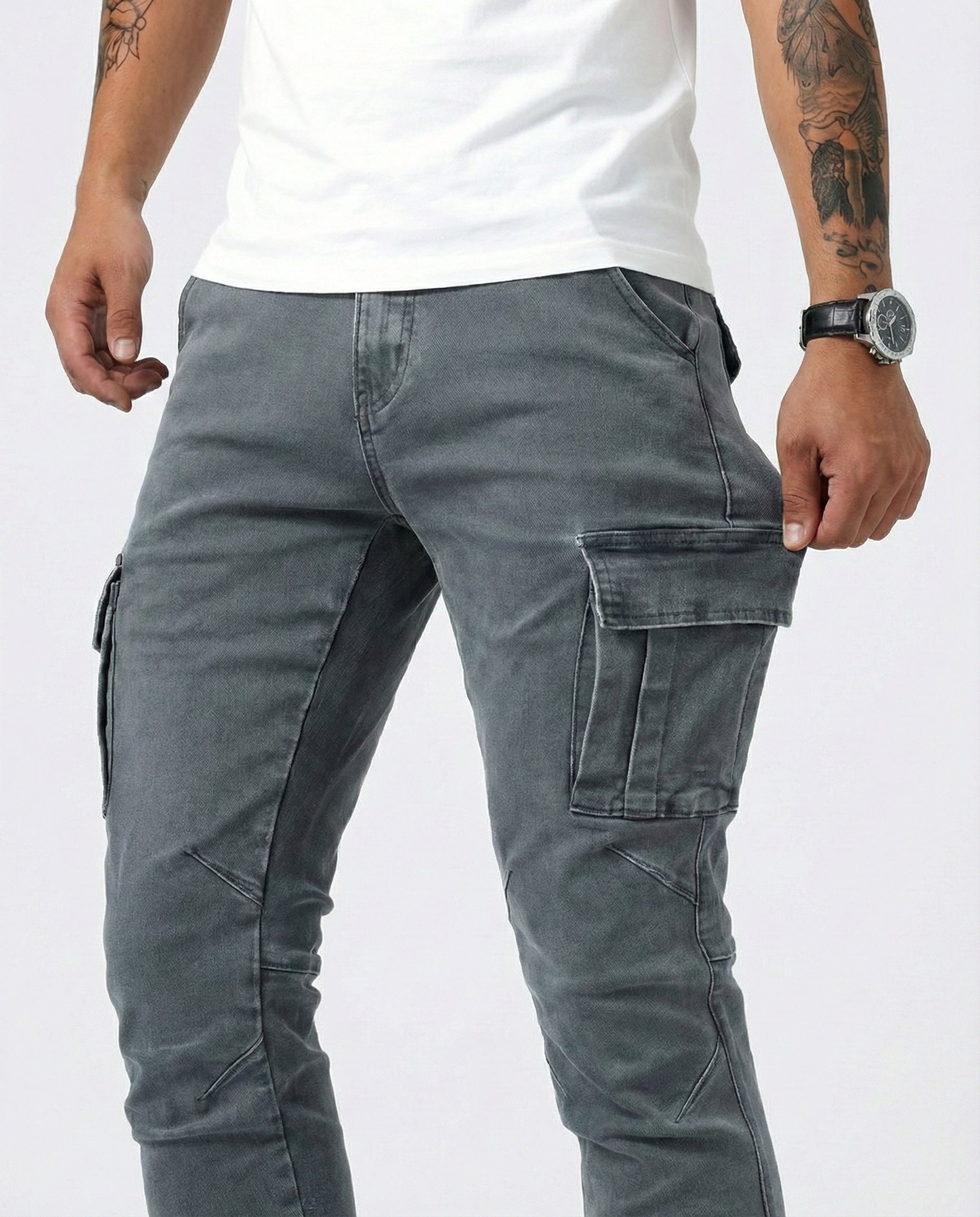 Drake | Pantalón Cargo Denim Elástico