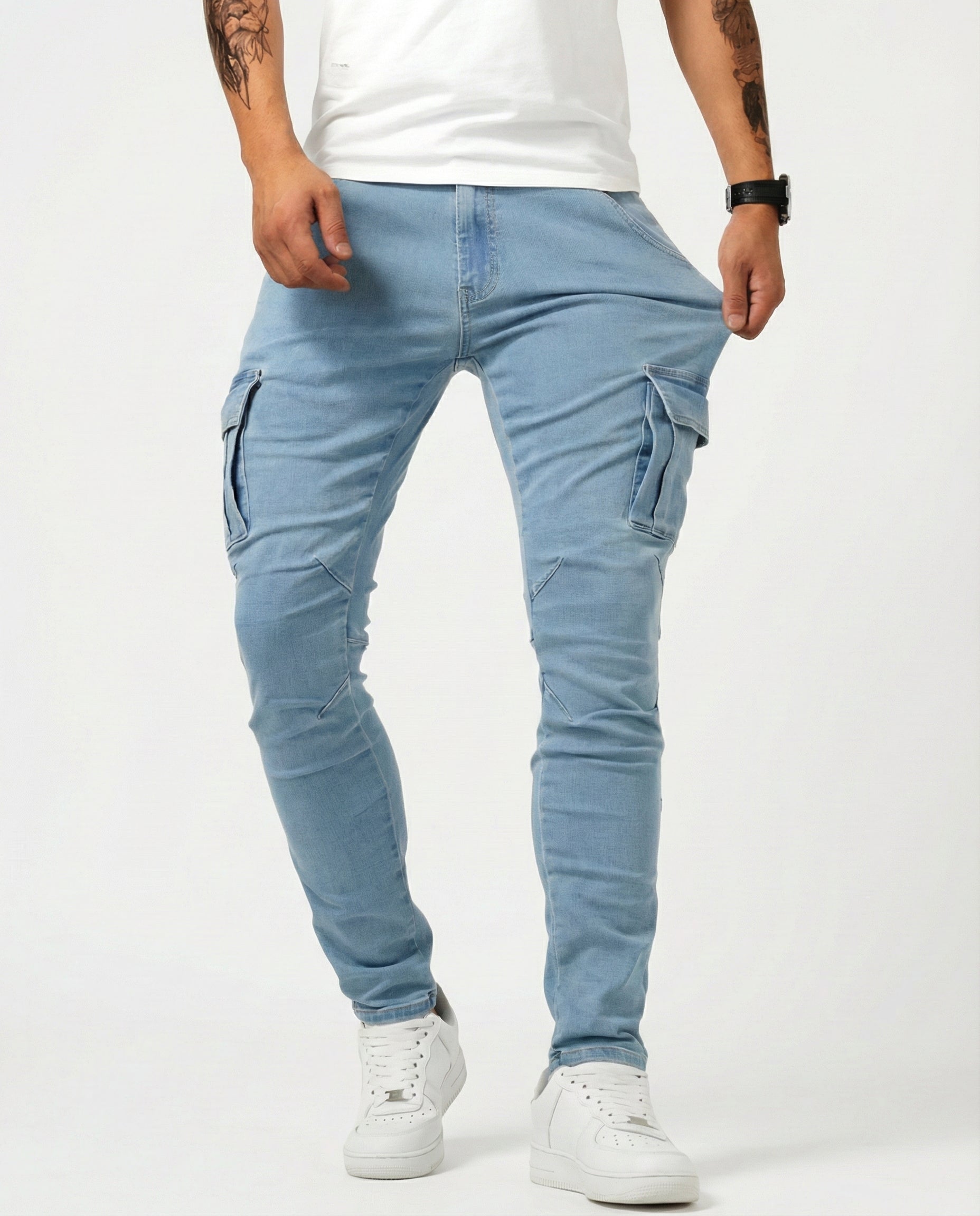 Drake | Pantalón Cargo Denim Elástico